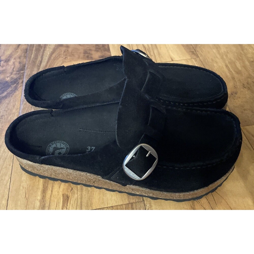 Birkenstock Buckley Women's Suede Leather Clogs Black Size 6 US (37 EU) New